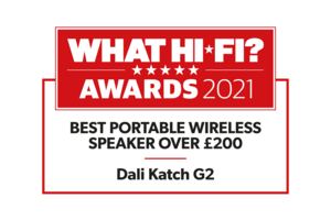 WHAT HIFI Badge - DALI KATCH G2 - Best portable wireless speaker over 200 - 2021-300x200-3a73138